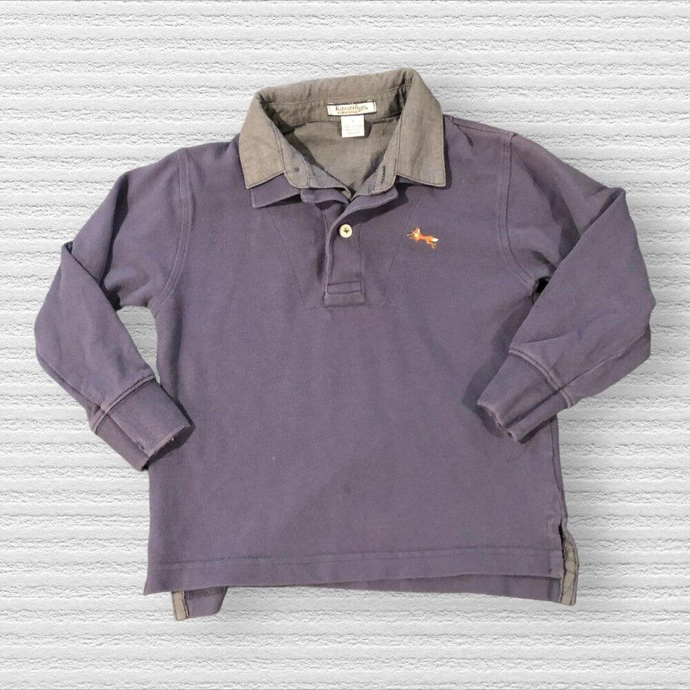 Kitestrings 4 Navy Gray Fox Double Collar Polo Long Sleeve